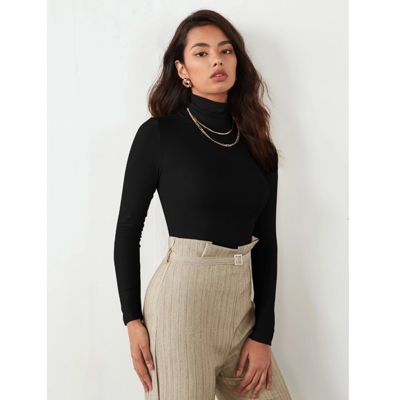 Black Turtle Neck Long Sleeve Tee - Picture 6 of 11